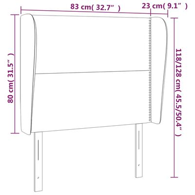 vidaXL Sänggavel med kanter grå 83x23x118/128 cm konstläder
