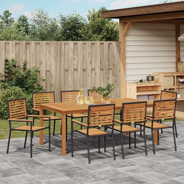 vidaXL Trädgårdsmöbelset 9 pcs Svart Poly rattan