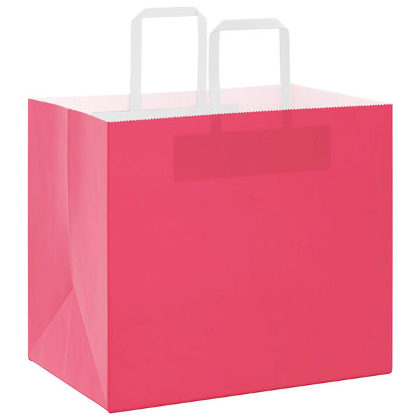 vidaXL Papperspåsar 250 st med handtag rosa 32x22x28 cm