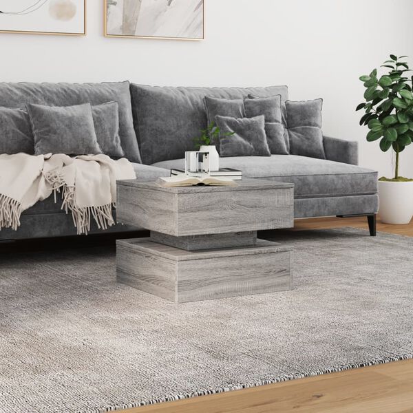 vidaXL Soffbord med LED grå sonoma 50x50x40 cm