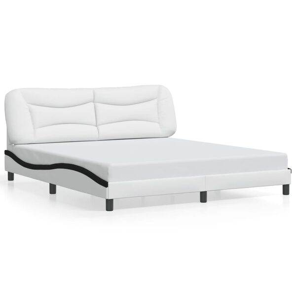 vidaXL Bed Frame without Mattress "Hvar" White and Black 180x200 cm Faux Leather
