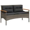 vidaXL Tr&auml;dg&aring;rdsb&auml;nk med dynor 116x62,5x74 cm gr&aring; konstrotting
