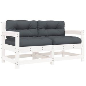 vidaXL Tr&auml;dg&aring;rdsf&aring;t&ouml;ljer med dynor 2 st vit massiv furu