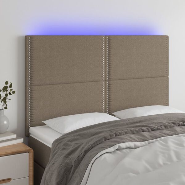 vidaXL S&auml;nggavel LED taupe 144x5x118/128 cm tyg