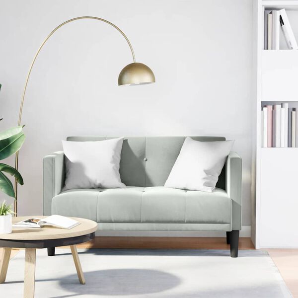 vidaXL Loveseat soffa ljusgr&aring; 111 cm sammet