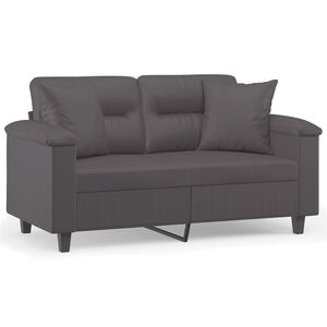 vidaXL 2-sits soffa med prydnadskuddar gr&aring; 120 cm konstl&auml;der