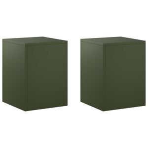 vidaXL V&auml;xtst&auml;ll 2 pcs Olivgr&ouml;n 30 x 30 x 40 cm St&aring;l