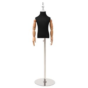 vidaXL Justerbar mannequin 120-157 cm med bas Unisex PP Svart