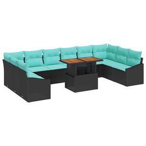 vidaXL Tr&auml;dg&aring;rdsoffset 11 st 10-Antal sittplatser Svart och Teal