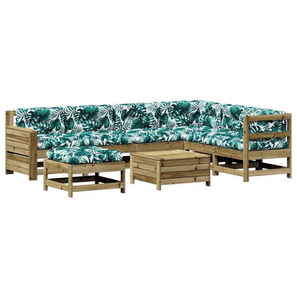 vidaXL Loungegrupp med dynor 8 delar impregnerad furu