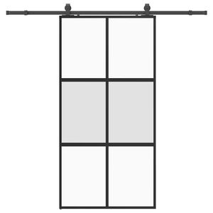 vidaXL Skjutd&ouml;rr med beslag svart 102,5x205 cm h&auml;rdat glas