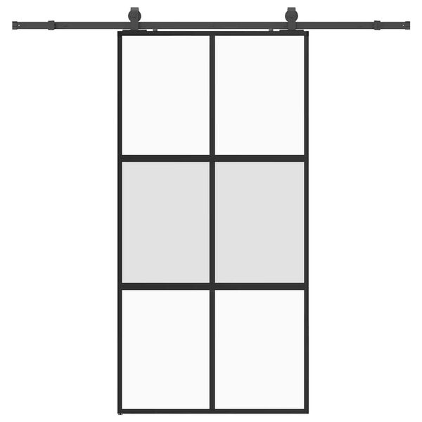 vidaXL Skjutd&ouml;rr med beslag svart 102,5x205 cm h&auml;rdat glas