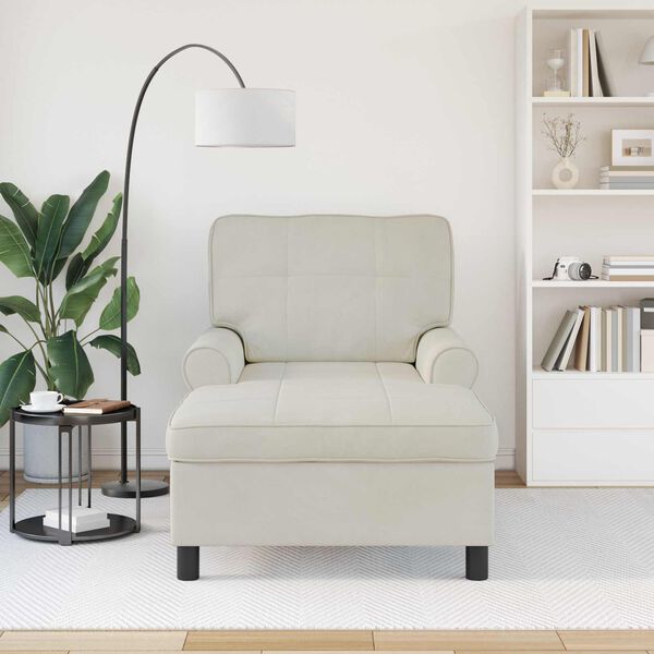 vidaXL Chaise Lounge med kudde Kr&auml;m 91 x 157 x 91 cm Sammet