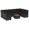 vidaXL Loungegrupp 10 delar med svarta dynor konstrotting