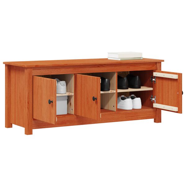 vidaXL Skosk&aring;p VaxBrun 110 x 38 x 45,5 cm Massivt furu