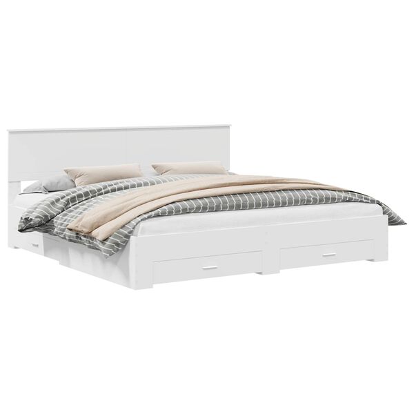 vidaXL S&auml;ngram med huvudgavel Vit 200 x 200 cm Konstruerat tr&auml;