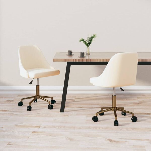 vidaXL Snurrbara matstolar 2 st gr&auml;ddvit sammet