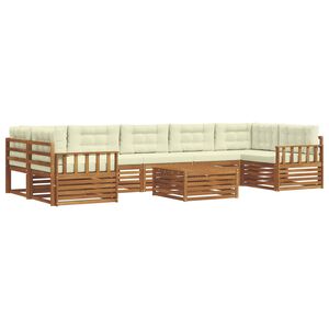 vidaXL Utomhussoffset med kudde 8 pcs Naturlig och Gr&auml;dde