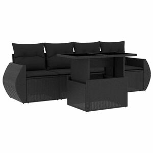 vidaXL Loungegrupp f&ouml;r tr&auml;dg&aring;rden med dynor 5 delar svart konstrotting