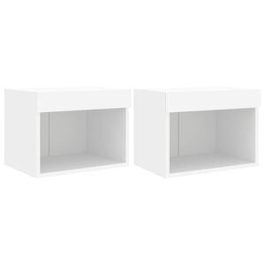 vidaXL V&auml;ggmonterade s&auml;ngbord LED-lampor 2 st vit