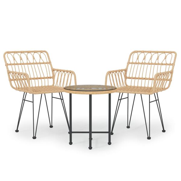 vidaXL Matgrupp för trädgården 3 delar konstrotting