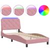 vidaXL Bed Frame with LED without Mattress Pink 90x200 cm Velvet