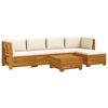 vidaXL Utomhussoffset med kudde 6 Stycke Brun Massivt Akaciatr&auml;