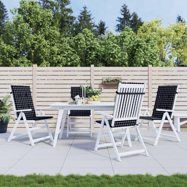 vidaXL Stolsdynor f&ouml;r stolar med h&ouml;g rygg 4 st svartrutig tyg