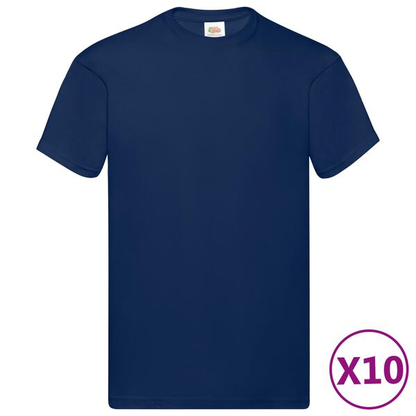 Fruit of the Loom Original t-shirt 10-pack marinbl&aring; stl. S bomull
