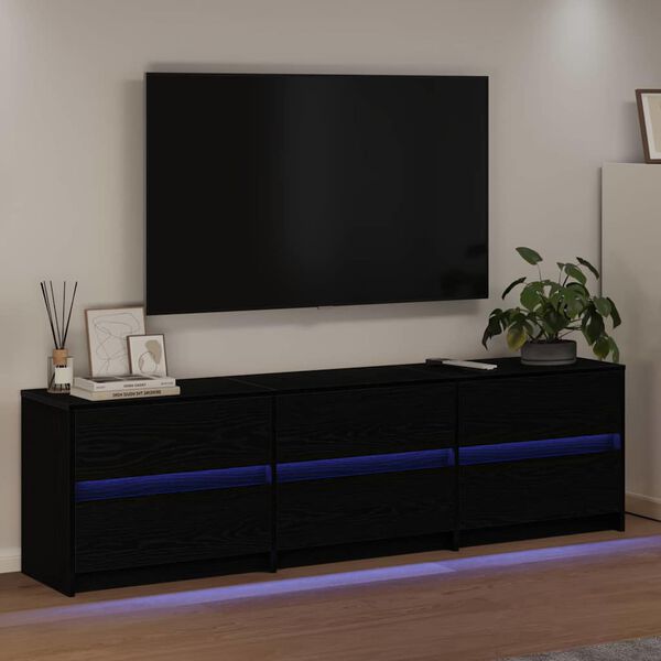 vidaXL TV Enheter 2 pcs Svart Ek 180 x 34 x 50 cm Konstruerat tr&auml;