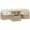 vidaXL Tr&auml;dg&aring;rdsoffset 6 st Beige Poly rattan