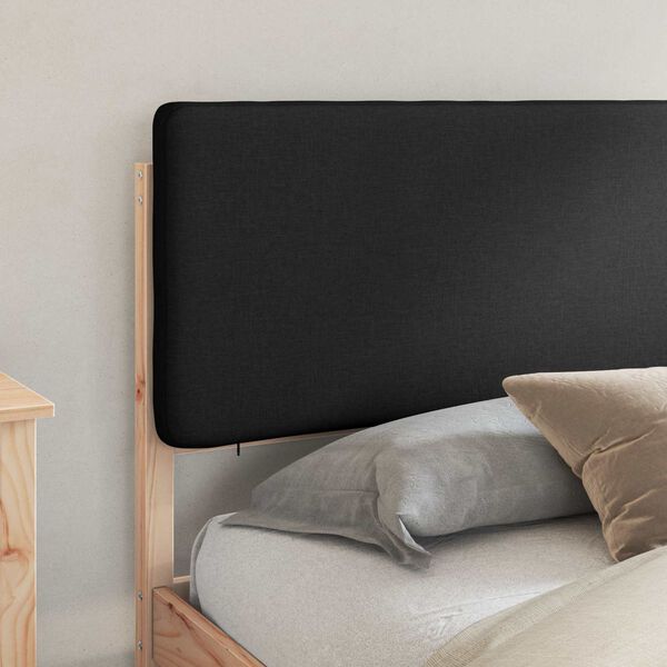 vidaXL S&auml;ngram med Kl&auml;dd Huvudgavel Svart 200 x 200 cm Massiv furu