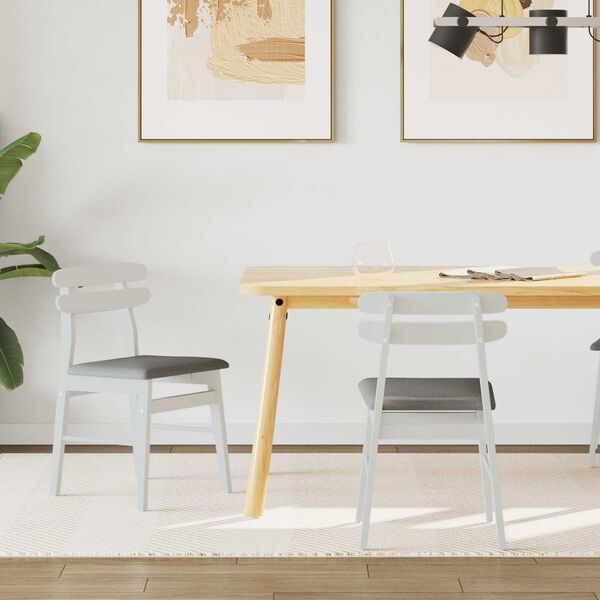 vidaXL Matstol 2 pcs Vitt och Gr&aring;tt Massiv Gummitr&auml;