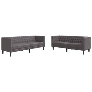 vidaXL Soffgrupp chesterfield 2 delar gr&aring; konstl&auml;der