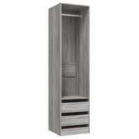vidaXL Garderob med lådor grå sonoma 50x50x200 cm konstruerat trä