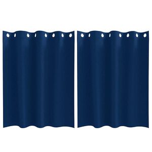 vidaXL M&ouml;rkl&auml;ggningsgardiner med Ringar 2 pcs M&ouml;rkbl&aring; 140 x 140 cm