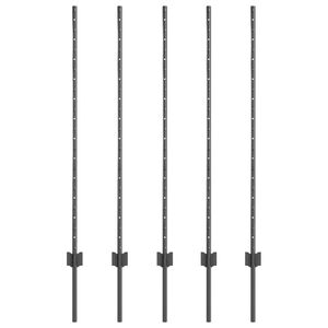 vidaXL Inb&auml;ddad staketpost 5 st Gr&aring; 160 cm Pulverlackerat st&aring;l