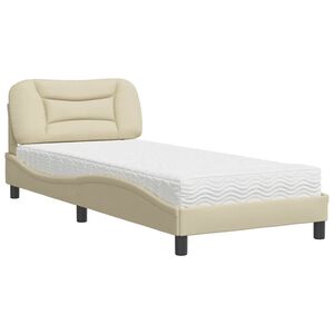vidaXL Bed with Mattress "Hvar" Cream 80x200 cm Fabric