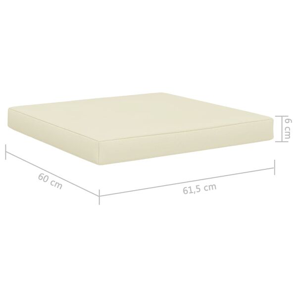 vidaXL Dyna till pallsoffa bomull 60x61,5x6 cm gr&auml;ddvitt tyg