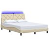 vidaXL Bed Frame with LED without Mattress Cream 140x200 cm Fabric