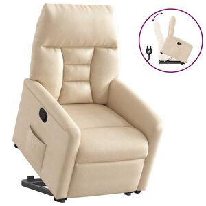 vidaXL Reclinerf&aring;t&ouml;lj med uppresningshj&auml;lp beige mikrofibertyg