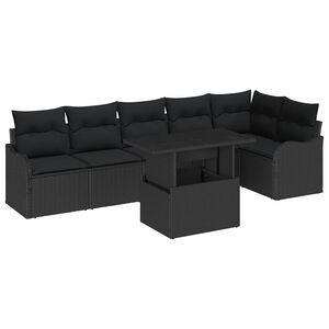 vidaXL Tr&auml;dg&aring;rdsoffset 7 st Svart Poly Rattan