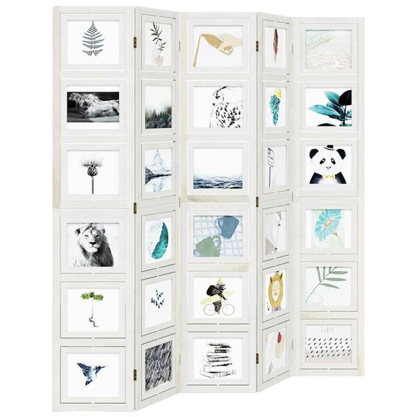 vidaXL Rumsavdelare 5 paneler vit massivt kejsartr&auml;