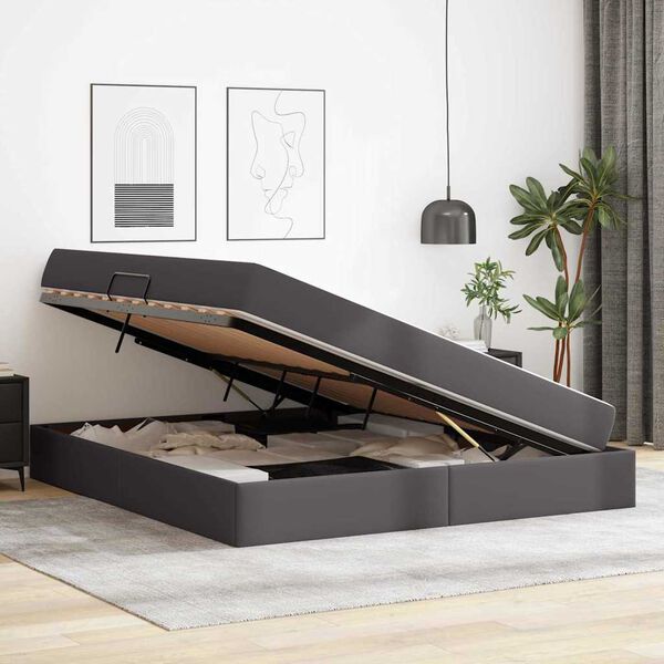 vidaXL F&ouml;rvaringss&auml;ng med madrass Gr&aring; 180 x 200 cm Konstl&auml;der