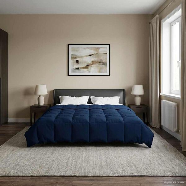 vidaXL Vinter T&auml;cke Quiltad M&ouml;rkbl&aring; 200 x 220 cm Mikrofiber