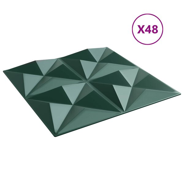 vidaXL V&auml;ggpaneler 48 pcs Origami Gr&ouml;n 50 x 50 cm XPS Skum