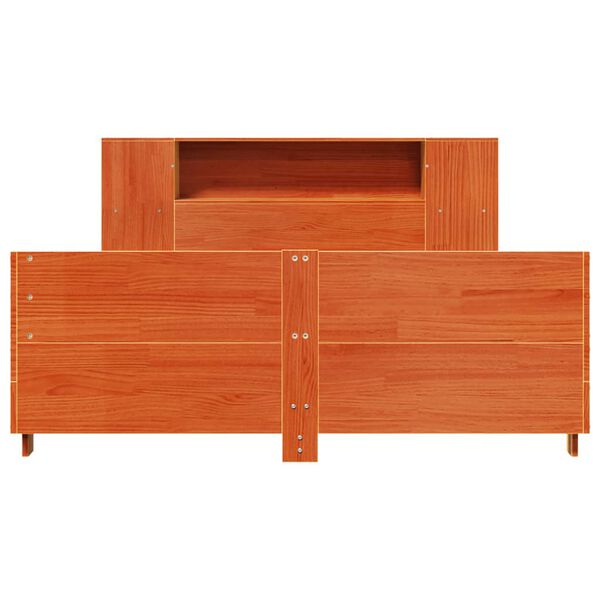 vidaXL S&auml;ngram utan madrass vaxbrun 135x190 cm massiv furu