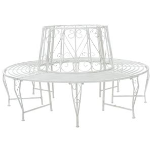 vidaXL Tr&auml;db&auml;nk 8 -sitsig &Oslash; 160 x 89 cm steel Antik vit Rund