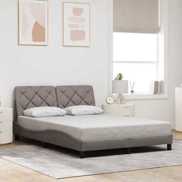 vidaXL Bed Frame with LED without Mattress Taupe 140x200 cm Fabric
