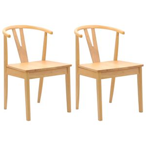 vidaXL Matstol 2 st Massiv Gummitr&auml; Naturf&auml;rg 50.5 x 61 x 80.5 cm